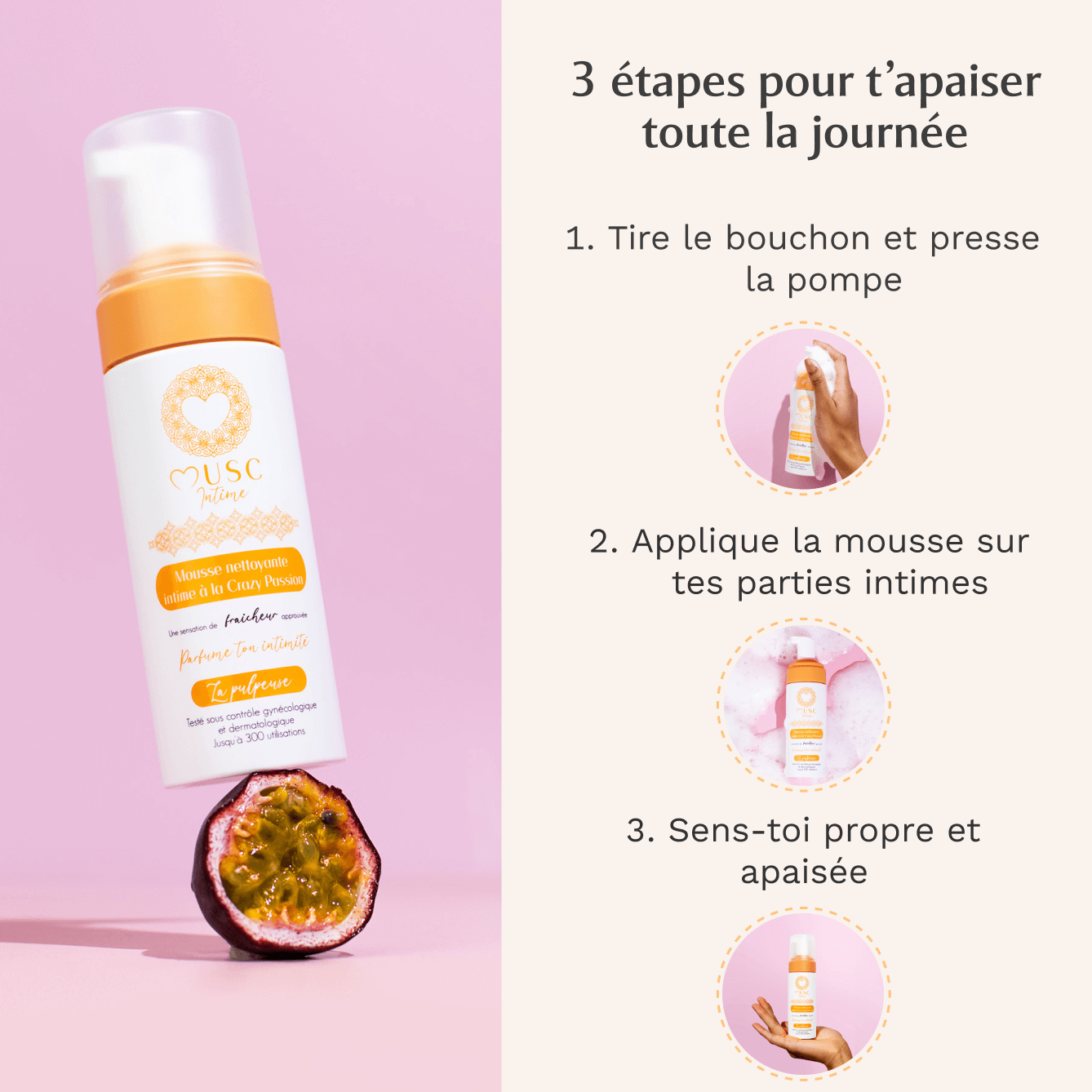 Mousse nettoyante Intime Crazy Passion - la Pulpeuse
