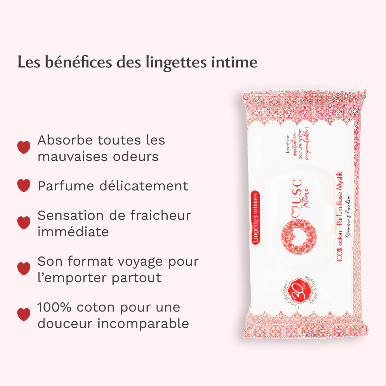 Lingettes toilette Intime Rose Mystik x120 – lot de 4